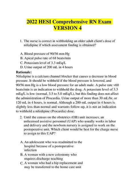 Latest 2022 2023 HESI RN Comprehensive Exam Version 4 Questions