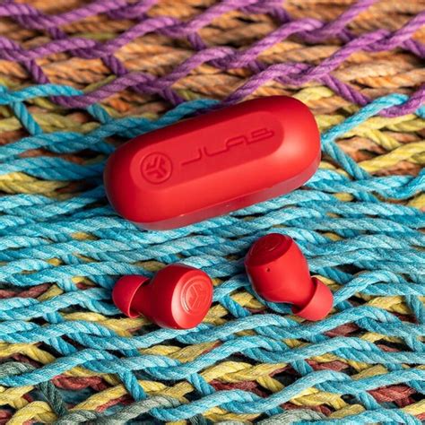 JLab Go Air Pop True Wireless Bluetooth Earbuds With Charging Case Red