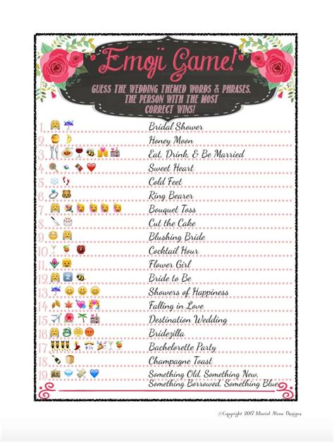 Free Printable Bridal Emoji Pictionary Printable Word Searches