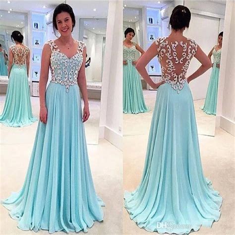 2017 Light Blue Long Chiffon Prom Dresses A Line Sweetheart Sexy Back