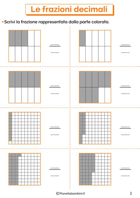 Frazioni Decimali Esercizi Per La Classe Terza E Quarta