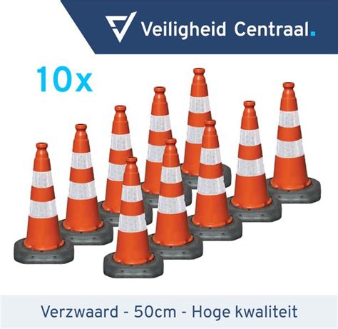 Pilonnen Verkeerskegel Pion 50 Cm 10 Stuks Verzwaarde Voet