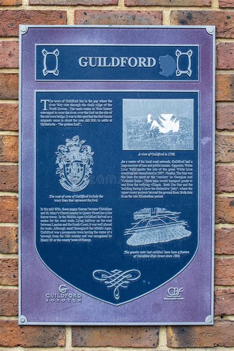 Plaque In Guildford Surrey Editorial Stock Photo Image Of Arms