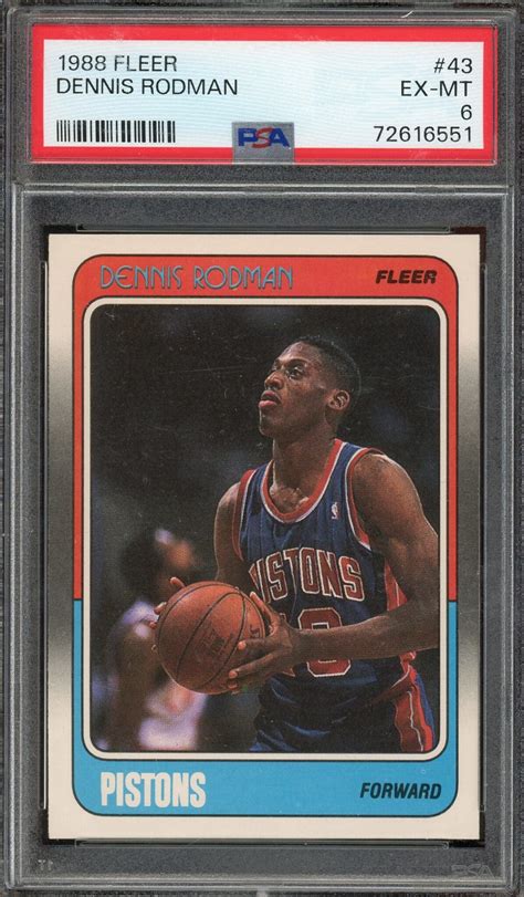 Dennis Rodman 1988 Fleer Rookie Basketball Card 43 Graded EX MT 6