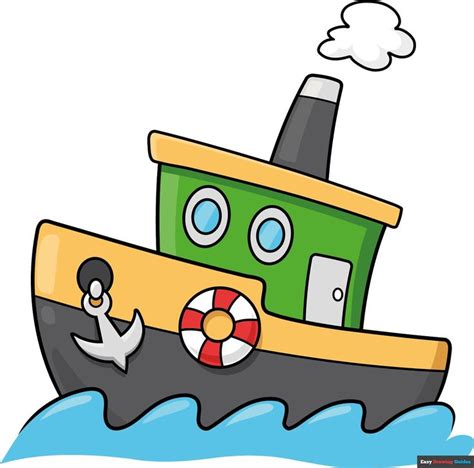 Easy Step-by-Step Cartoon Boat Drawing Tutorial