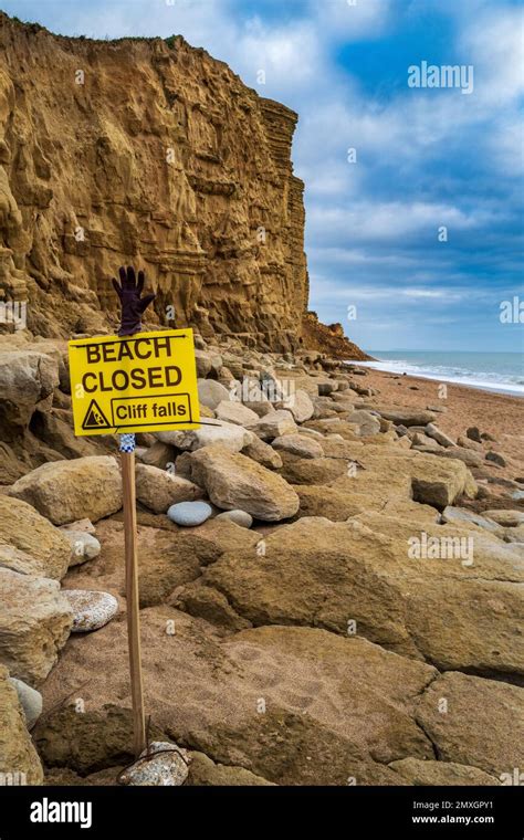 Cliff Collapse And Rockfall At West Bay Dorset On 18th January 2023 Due To Storm Damage And