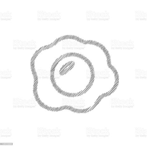 Omelet White Sketch Vector Icon Fried Egg Scrambled Egg Stock