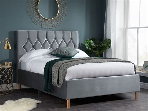 5ft King Size Birlea Loxley Fabric Bedstead In Grey