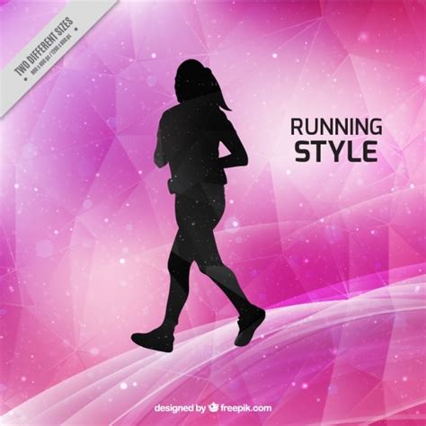 Free Vector Pink Running Style Background With Woman Silhouette