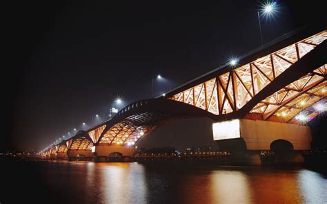 Wallpaper Lights Cityscape Night Reflection Evening Bridge Dusk