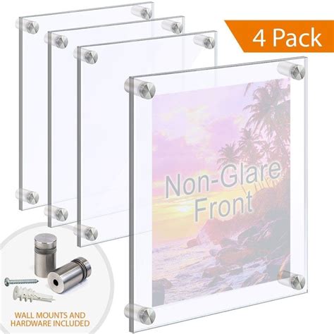 Acrylic Poster Frames With Non Glare Front Wall Mounted On Standoffs