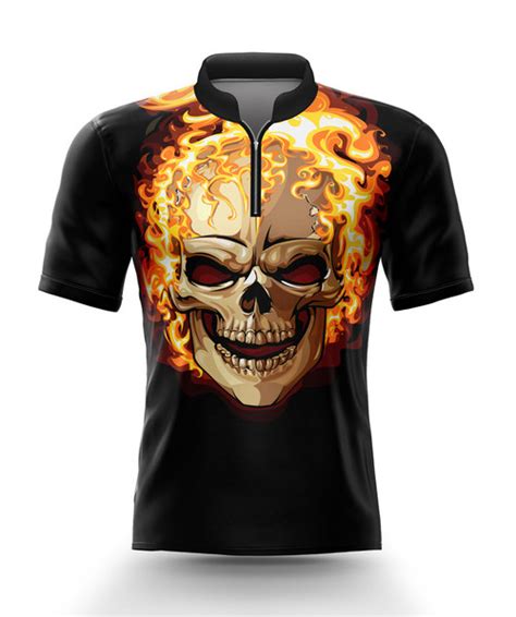 Flaming Skull Bowling Jersey