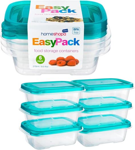 HOMESHOPA Food Storage Containers 8 Pack Rectangular BPA Free Plastic