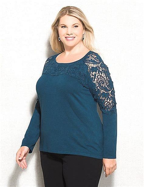 Roz Ali Plus Size Lace Top Sweater Dressbarn