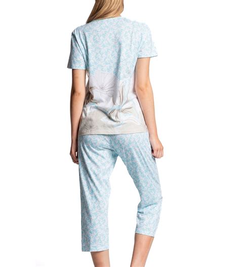 Pyjama Corsaire Boutonn E Turquoise Egatex Lingerie Sipp