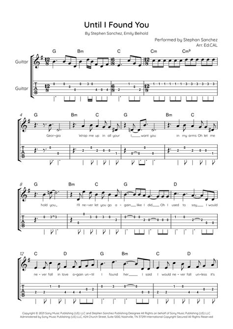 Until I Found You Electric Guitar Digital Sheet Music Sheet Music