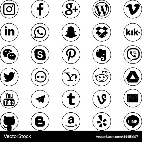 Social Media Lineare Icons Lizenzfreies Vektorbild