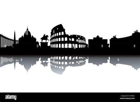 Rome skyline - black and white vector illustration Stock Vector Image ...