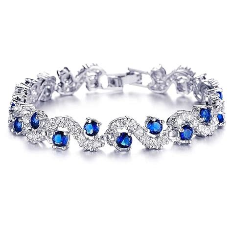 Shining Diva Fashion Royal Blue Crystal Cz Silver Plated Stylish