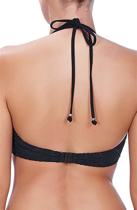 Freya Underwire Bandless Halter Bikini Top Black Editorialist