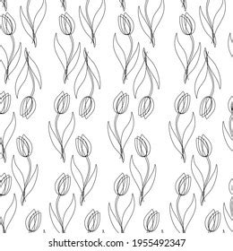 Long Tulips Pussy Willow Seamless Pattern Stock Vector Royalty Free 1662953998 Shutterstock