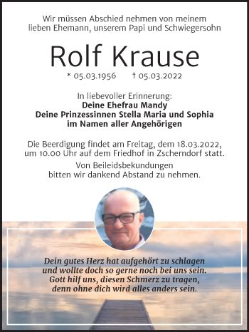 Traueranzeigen Von Rolf Krause Abschied Nehmen De