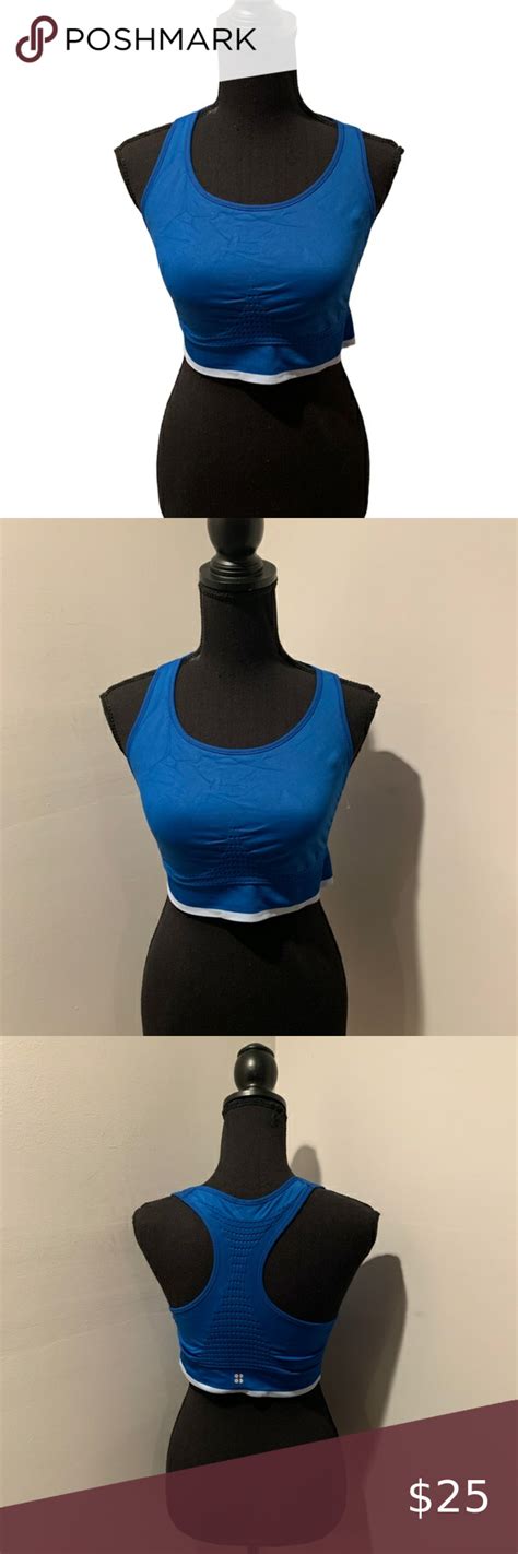 Sweaty Betty Stamina Sports Bra Oxford Blue Tipping Size 12