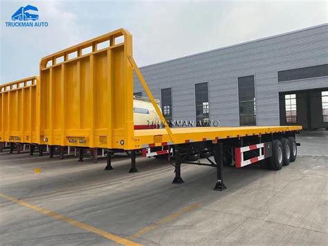 3 Axle Container Flatbed Semi Trailer For Container Bulk Cargo Transport