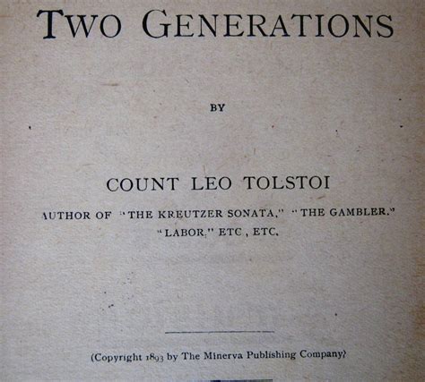 Two Generations No The Worldling Par Count Lyof Tolstoi Leo