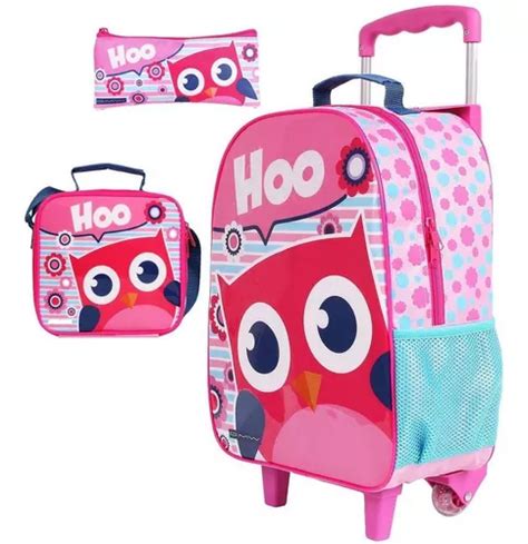 Mochila Coruja Hoo 2019 Infantil Rodinha Lancheira Estojo MercadoLivre