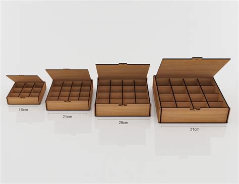 4 Different Sizes With Openable Lids Lock Box Laser Cutting Files Storage Box Files Vector Svg