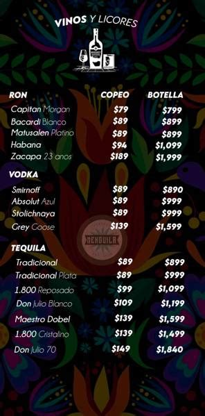 Menu at Mexquila Acapulco pub & bar, Acapulco