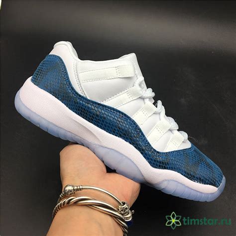 Air Jordan 11 Low Navy Blue Snakeskin White And Blue Cd6846 102 Timstar