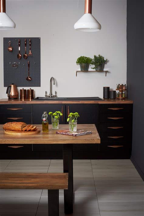 Black Kitchen Cabinets With Butcher Block Countertops Things In The