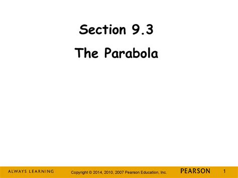 Section 93 The Parabola Ppt Download