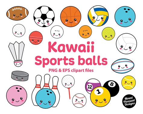 kawaii sports balls clipart cute cartoon sports balls clip art png