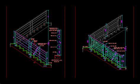 Detalle Cortes Escalera En Autocad Librer A Cad