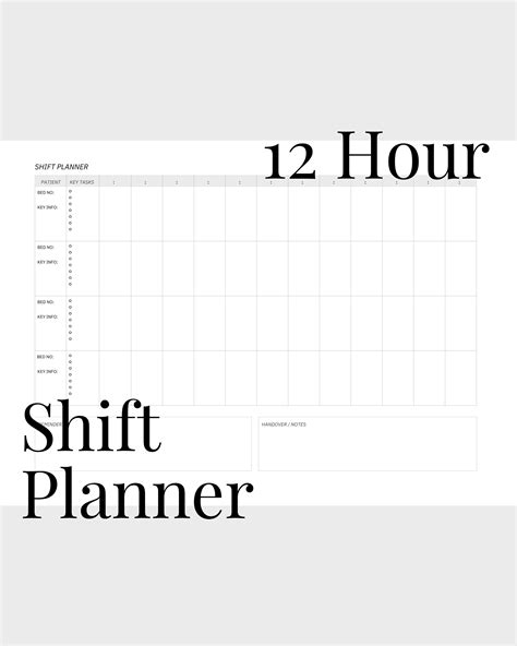 12 Hour Nurse Shift Planner Etsy