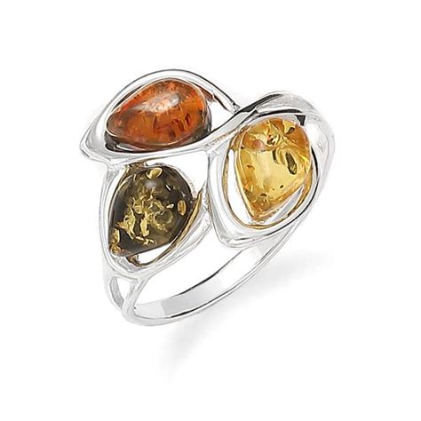 Bague Ambre Multicolore Et Argent R3 230 Bijoux Ambre Et Argent Pas