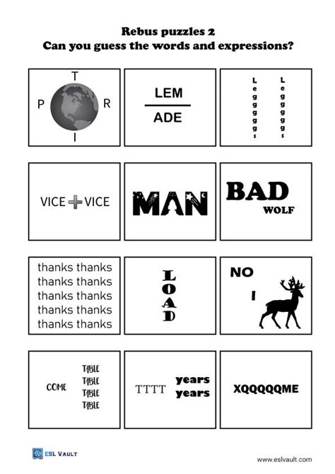 300 Free Printable Rebus Puzzles With Answers ESL Vault