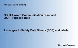 Osha Hazard Communication Standard Proposed Rule Ppt