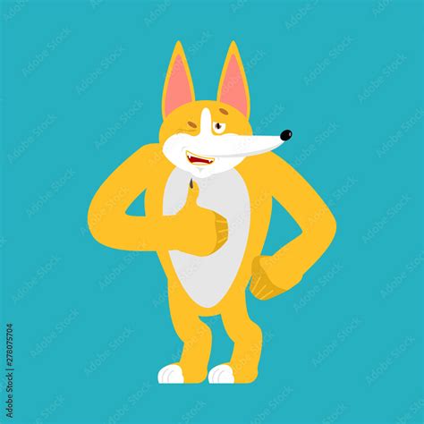 Corgi thumbs up and winks. Dog happy emoji. Pet Vector illustration ...