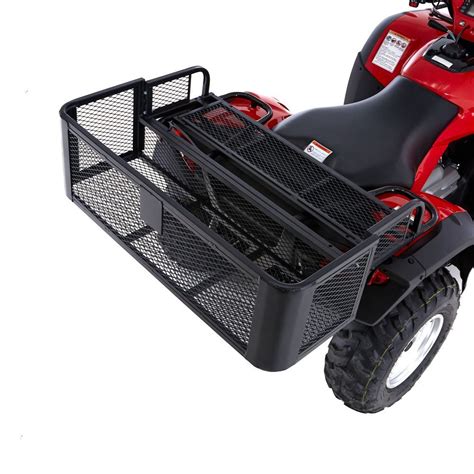 Universal Deluxe Steel Mesh Atv Rear Drop Basket Rack Black Widow