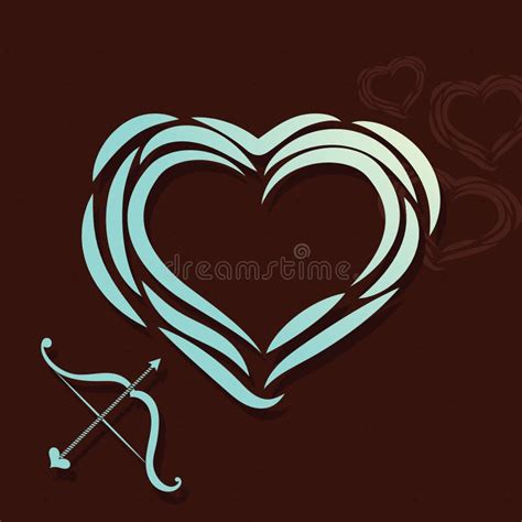 Heart With Bow And Arrow Vector Illustration Decorative Design Stock