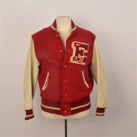 50s Vintage Red Wool Letterman Jacket With Leather Sleeves Etsy Jackets Letterman Jacket