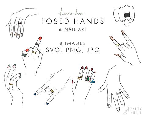 Nail Art And Hand Poses Clip Art Fuck You Hand SVG Printable Stickers Etsy