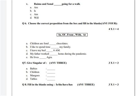 Q Choose The Correct Preposition From The Box And Fill In The Blanks A