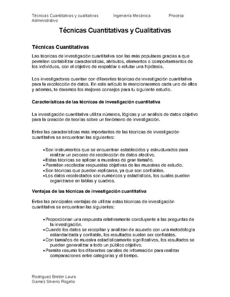 Técnicas Cuantitativas Y Cualitativas Administrativo Rodríguez Bretón