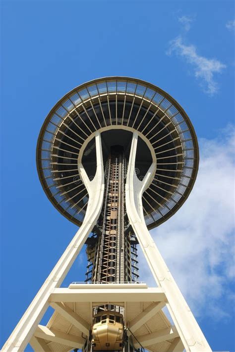 Seattle Space Needle with Elevator Stock Photo - Image of building ...