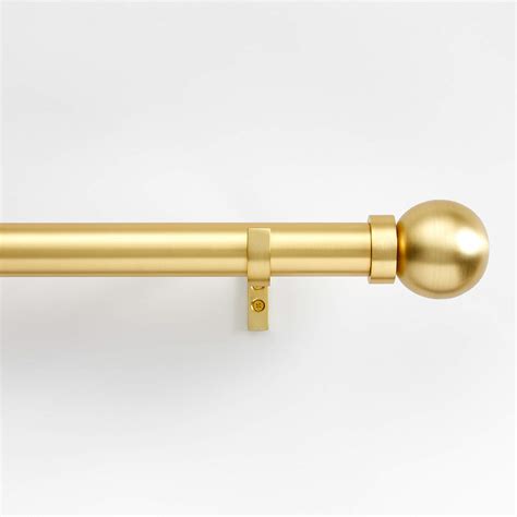 Brass Standard Curtain Rod And Large Round End Cap Finials Set